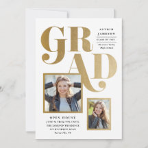 Invitación de graduación con varias fotos