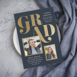 Invitación de graduación con varias fotos