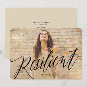 Invitación de graduación cursiva resistente