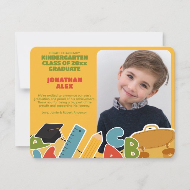 Invitación de Graduación Cute Kindergarten (Anverso)