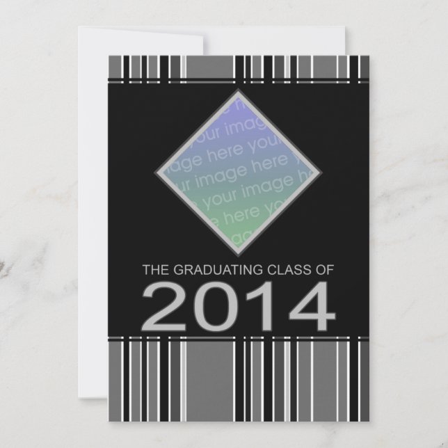 invitación de graduación de 2014 a rayas (Anverso)