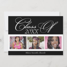 Invitación De Graduación De 3 Fotografías Swirly D
