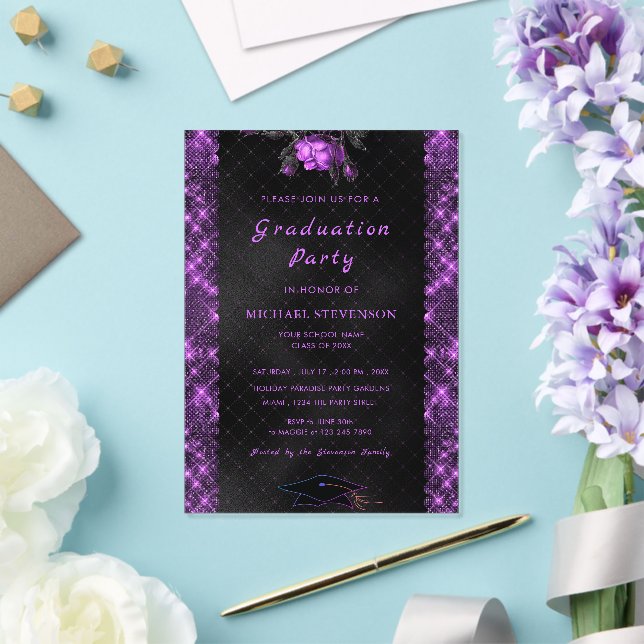 Invitación de graduación de acrílico con brillo ne (Insitu (Boda))