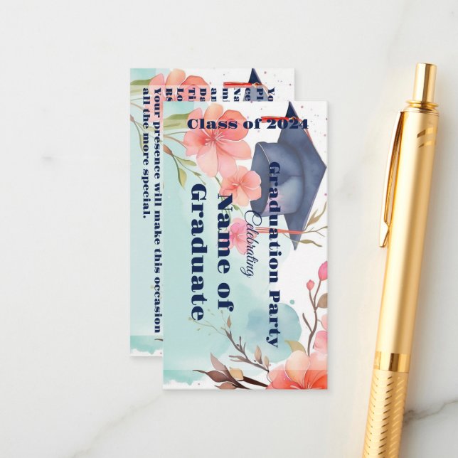Invitación de graduación de acuarela (Anverso/Reverso In Situ)