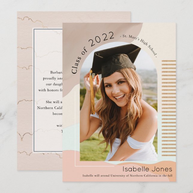 Invitación de Graduación de Arco de Formas Abstrac (Anverso / Reverso)