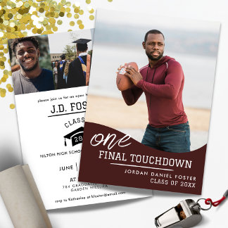 Invitación de graduación de atletas de fútbol