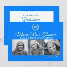 Invitación de graduación de Azure Cap & Leaves 5"