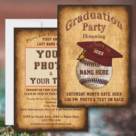 Invitación de graduación de béisbol, su texto y fo