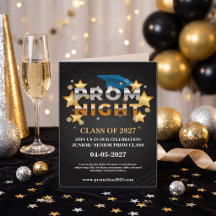 Invitación de graduación de Black & Gold para la F