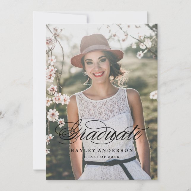 INVITACIÓN DE GRADUACIÓN DE BOHO CALLIGRAHY bebé r (Anverso)