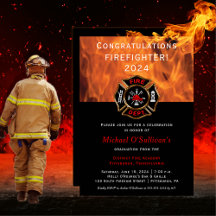 Invitación de graduación de bomberos | FIESTA