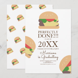 Invitación de graduación de brunch de hamburguesa