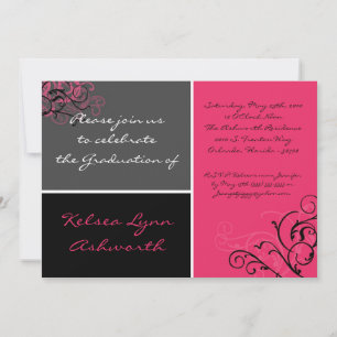 Invitación de graduación de caja cuadrada rosa 5x7