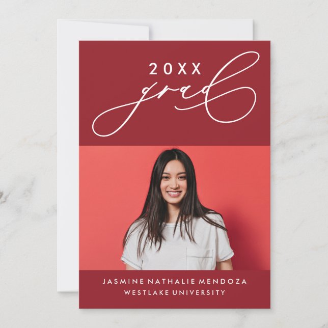 INVITACIÓN DE GRADUACIÓN DE CALIGRAFÍA BLANCA (Anverso)