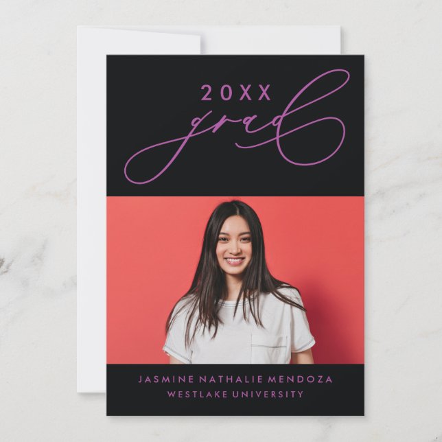 INVITACIÓN DE GRADUACIÓN DE CALIGRAFÍA BLANCA (Anverso)