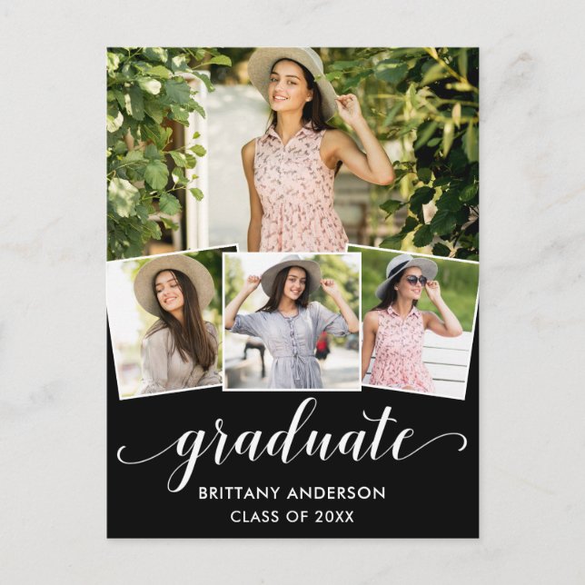 Invitación de graduación de caligrafía fotográfica (Anverso)