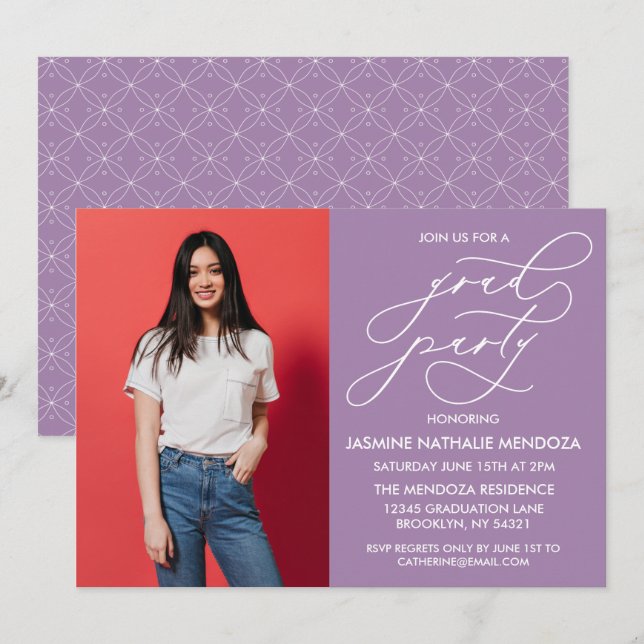 INVITACIÓN DE GRADUACIÓN DE CALLIGRAFÍA SIMPLE Y B (Anverso / Reverso)