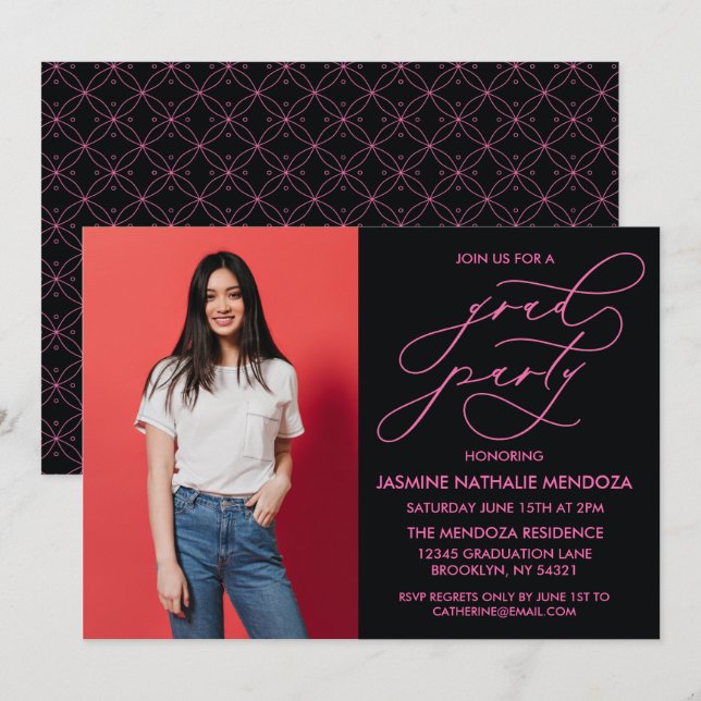 INVITACIÓN DE GRADUACIÓN DE CALLIGRAFÍA SIMPLE Y B (Anverso / Reverso)