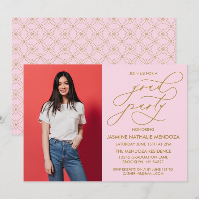 INVITACIÓN DE GRADUACIÓN DE CALLIGRAFÍA SIMPLE Y B (Anverso / Reverso)