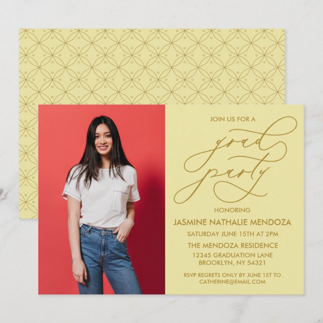 INVITACIÓN DE GRADUACIÓN DE CALLIGRAFÍA SIMPLE Y B (Anverso / Reverso)