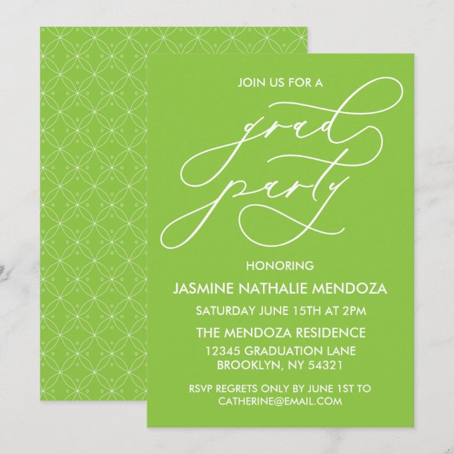 INVITACIÓN DE GRADUACIÓN DE CALLIGRAFÍA SIMPLE Y B (Anverso / Reverso)