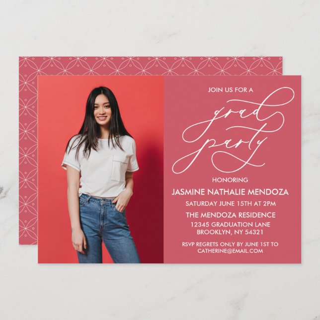 INVITACIÓN DE GRADUACIÓN DE CALLIGRAFÍA SIMPLE Y B (Anverso / Reverso)