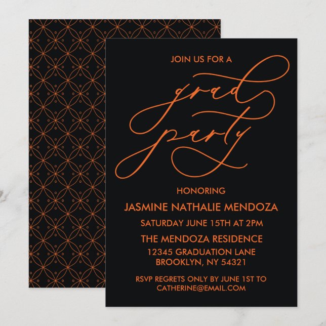 INVITACIÓN DE GRADUACIÓN DE CALLIGRAFÍA SIMPLE Y B (Anverso / Reverso)