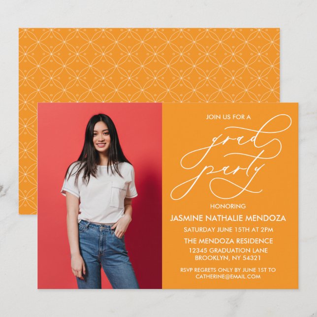 INVITACIÓN DE GRADUACIÓN DE CALLIGRAFÍA SIMPLE Y B (Anverso / Reverso)