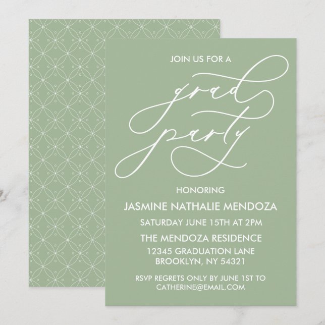 INVITACIÓN DE GRADUACIÓN DE CALLIGRAFÍA SIMPLE Y B (Anverso / Reverso)