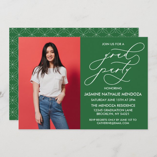 INVITACIÓN DE GRADUACIÓN DE CALLIGRAFÍA SIMPLE Y B (Anverso / Reverso)