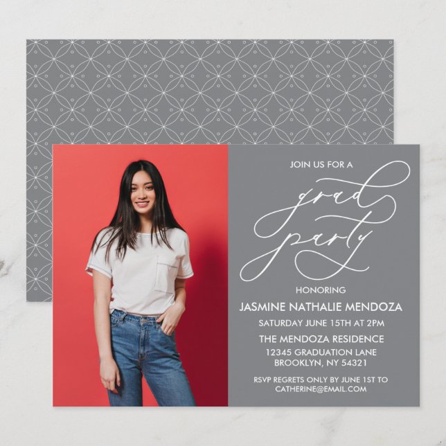 INVITACIÓN DE GRADUACIÓN DE CALLIGRAFÍA SIMPLE Y B (Anverso / Reverso)