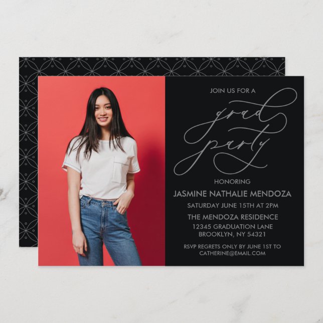 INVITACIÓN DE GRADUACIÓN DE CALLIGRAFÍA SIMPLE Y B (Anverso / Reverso)