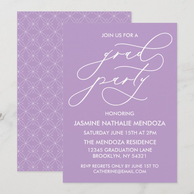 INVITACIÓN DE GRADUACIÓN DE CALLIGRAFÍA SIMPLE Y B (Anverso / Reverso)