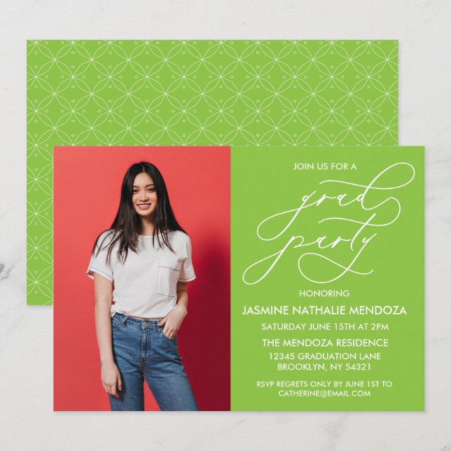 INVITACIÓN DE GRADUACIÓN DE CALLIGRAFÍA SIMPLE Y B (Anverso / Reverso)