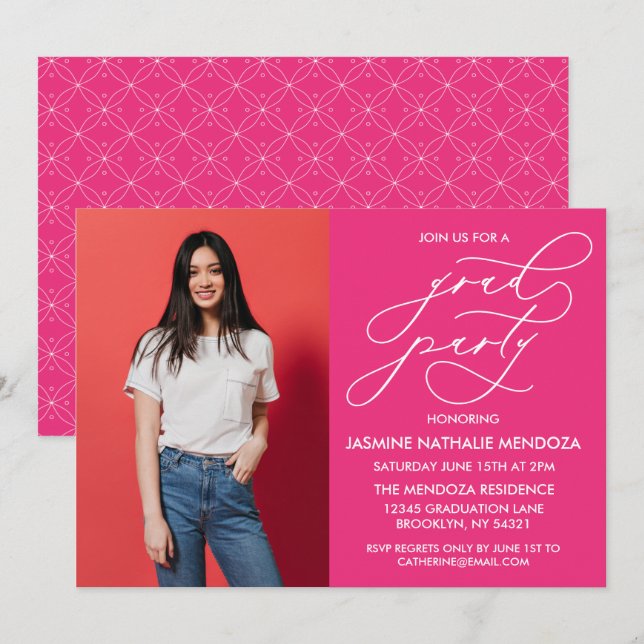 INVITACIÓN DE GRADUACIÓN DE CALLIGRAFÍA SIMPLE Y B (Anverso / Reverso)