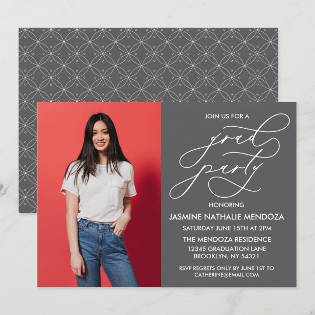 INVITACIÓN DE GRADUACIÓN DE CALLIGRAFÍA SIMPLE Y B (Anverso / Reverso)