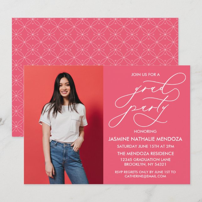 INVITACIÓN DE GRADUACIÓN DE CALLIGRAFÍA SIMPLE Y B (Anverso / Reverso)
