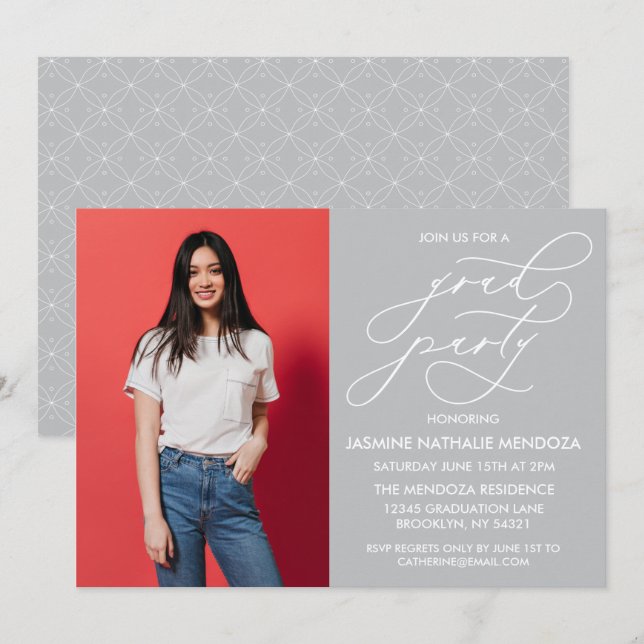INVITACIÓN DE GRADUACIÓN DE CALLIGRAFÍA SIMPLE Y B (Anverso / Reverso)