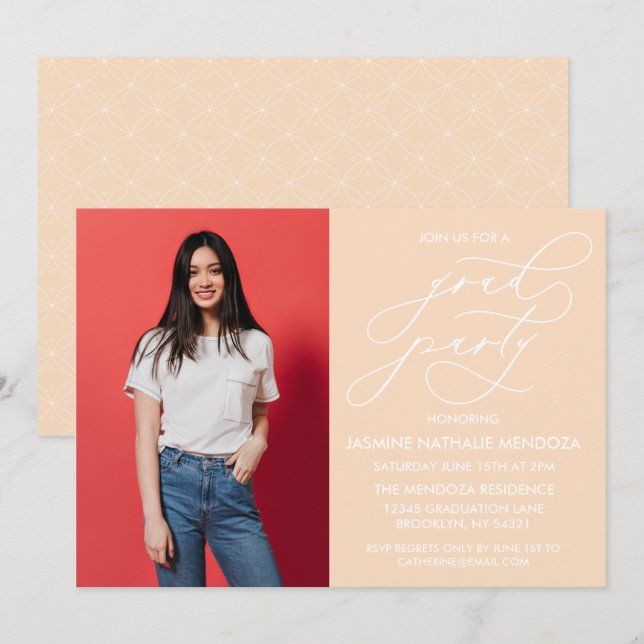 INVITACIÓN DE GRADUACIÓN DE CALLIGRAFÍA SIMPLE Y B (Anverso / Reverso)