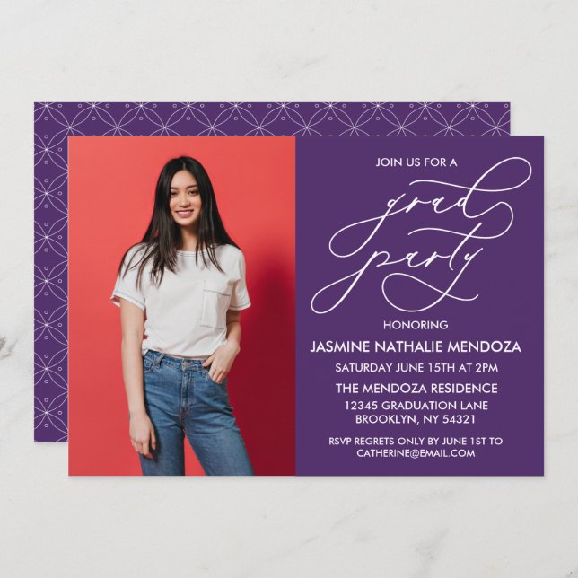 INVITACIÓN DE GRADUACIÓN DE CALLIGRAFÍA SIMPLE Y B (Anverso / Reverso)