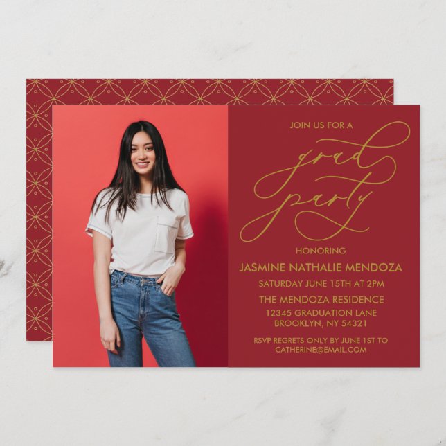 INVITACIÓN DE GRADUACIÓN DE CALLIGRAFÍA SIMPLE Y B (Anverso / Reverso)