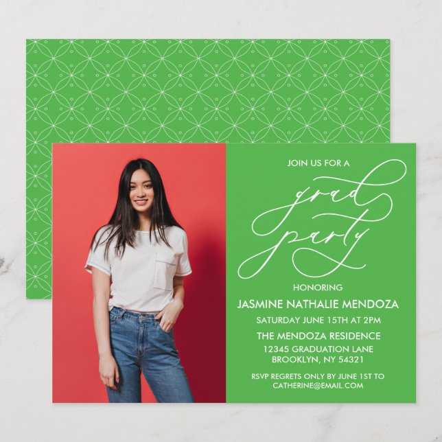 INVITACIÓN DE GRADUACIÓN DE CALLIGRAFÍA SIMPLE Y B (Anverso / Reverso)