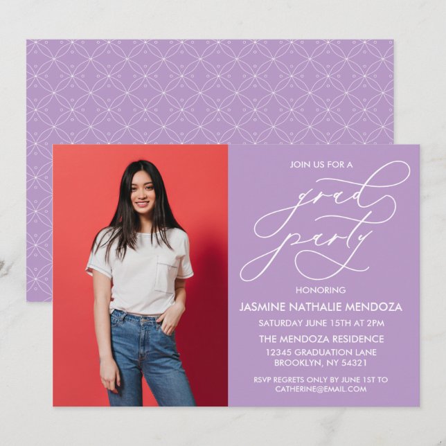 INVITACIÓN DE GRADUACIÓN DE CALLIGRAFÍA SIMPLE Y B (Anverso / Reverso)