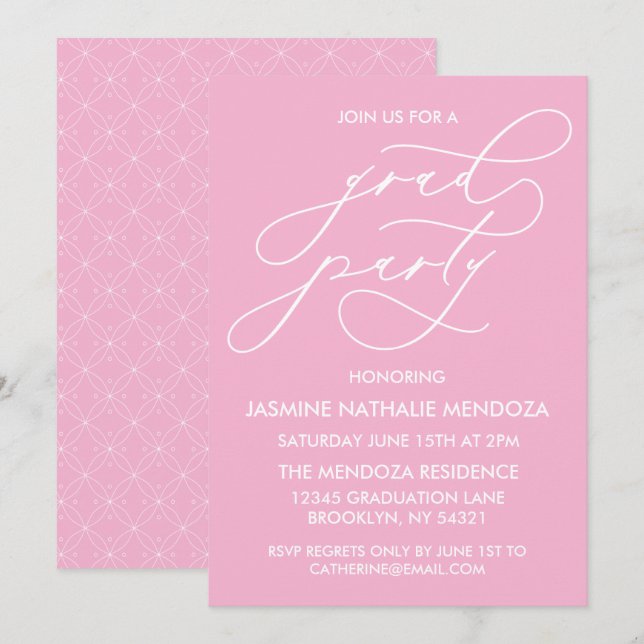 INVITACIÓN DE GRADUACIÓN DE CALLIGRAFÍA SIMPLE Y B (Anverso / Reverso)