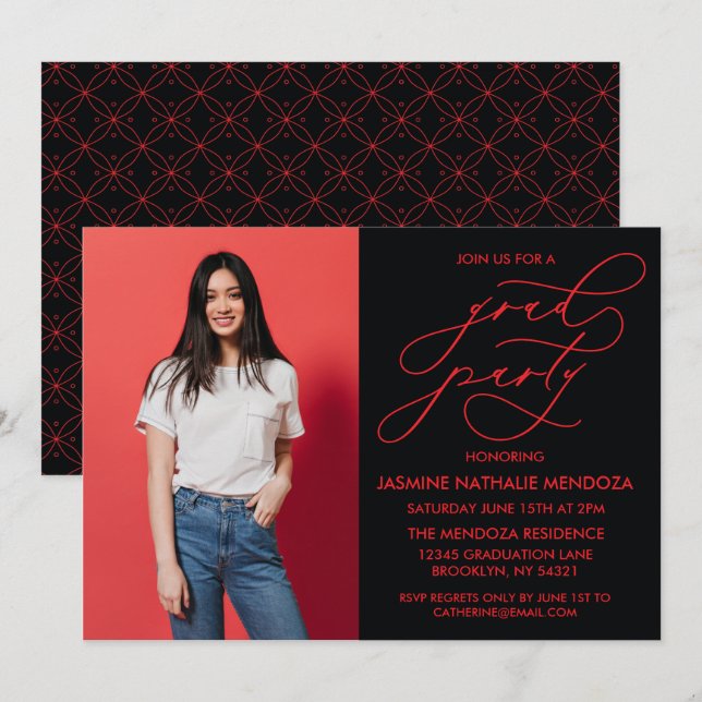 INVITACIÓN DE GRADUACIÓN DE CALLIGRAFÍA SIMPLE Y B (Anverso / Reverso)