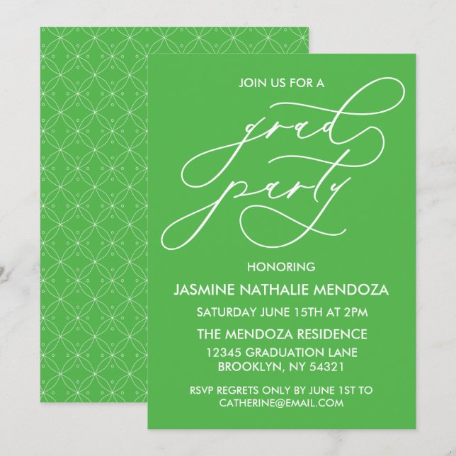 INVITACIÓN DE GRADUACIÓN DE CALLIGRAFÍA SIMPLE Y B (Anverso / Reverso)