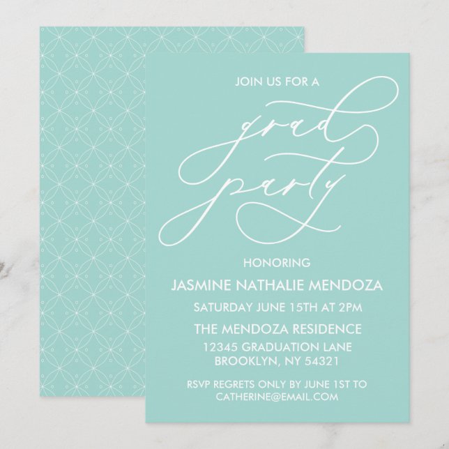 INVITACIÓN DE GRADUACIÓN DE CALLIGRAFÍA SIMPLE Y B (Anverso / Reverso)