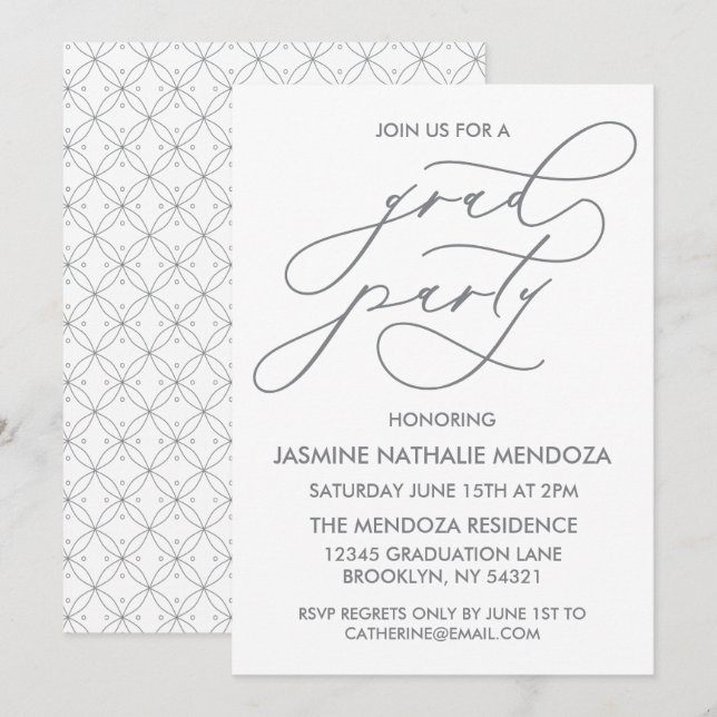 INVITACIÓN DE GRADUACIÓN DE CALLIGRAFÍA SIMPLE Y B (Anverso / Reverso)