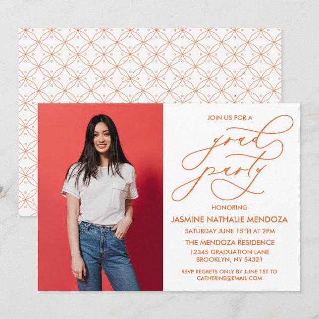 INVITACIÓN DE GRADUACIÓN DE CALLIGRAFÍA SIMPLE Y B (Anverso / Reverso)