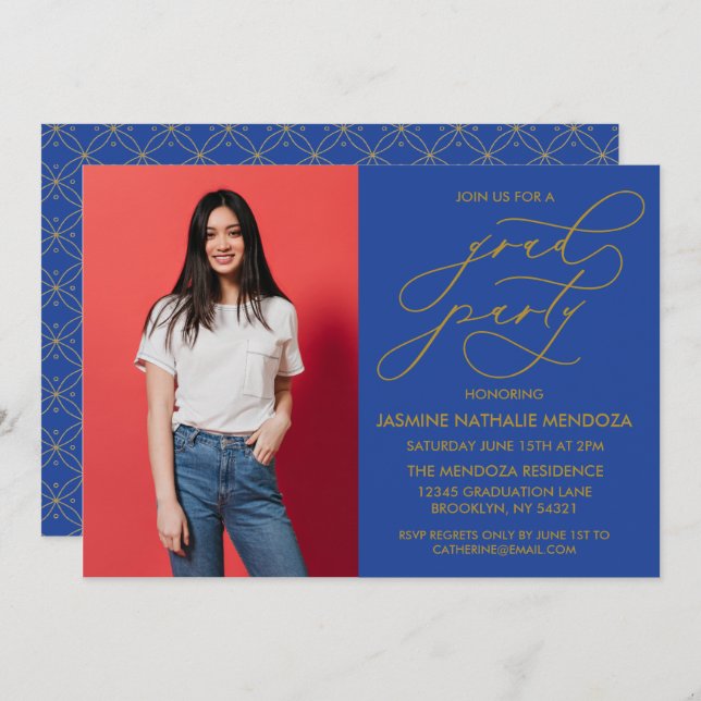 INVITACIÓN DE GRADUACIÓN DE CALLIGRAFÍA SIMPLE Y B (Anverso / Reverso)